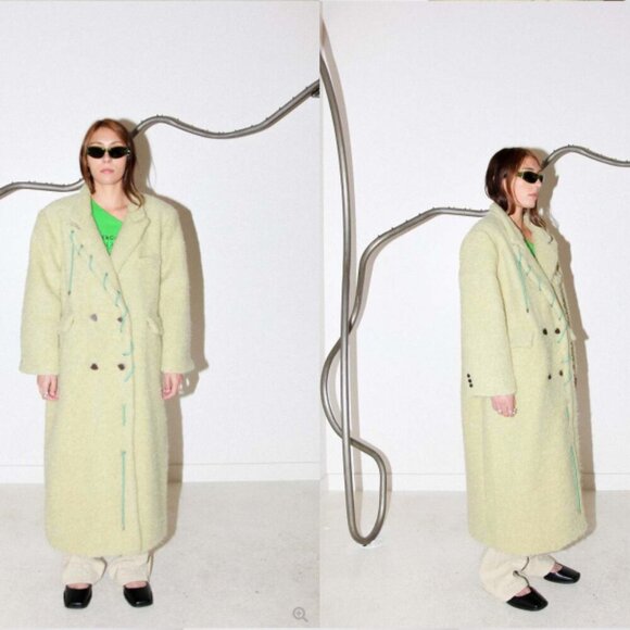Kkco Cord Moss Coat Longline Wool Blend In Dried Eucalyptus Women Sz S NEW $650 - Picture 8 of 16